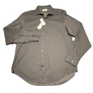 Calvin Klein Slim Fit Dress Shirt Men's 16.5 34/35 Onyx Non-Iron Steel $75 NWT